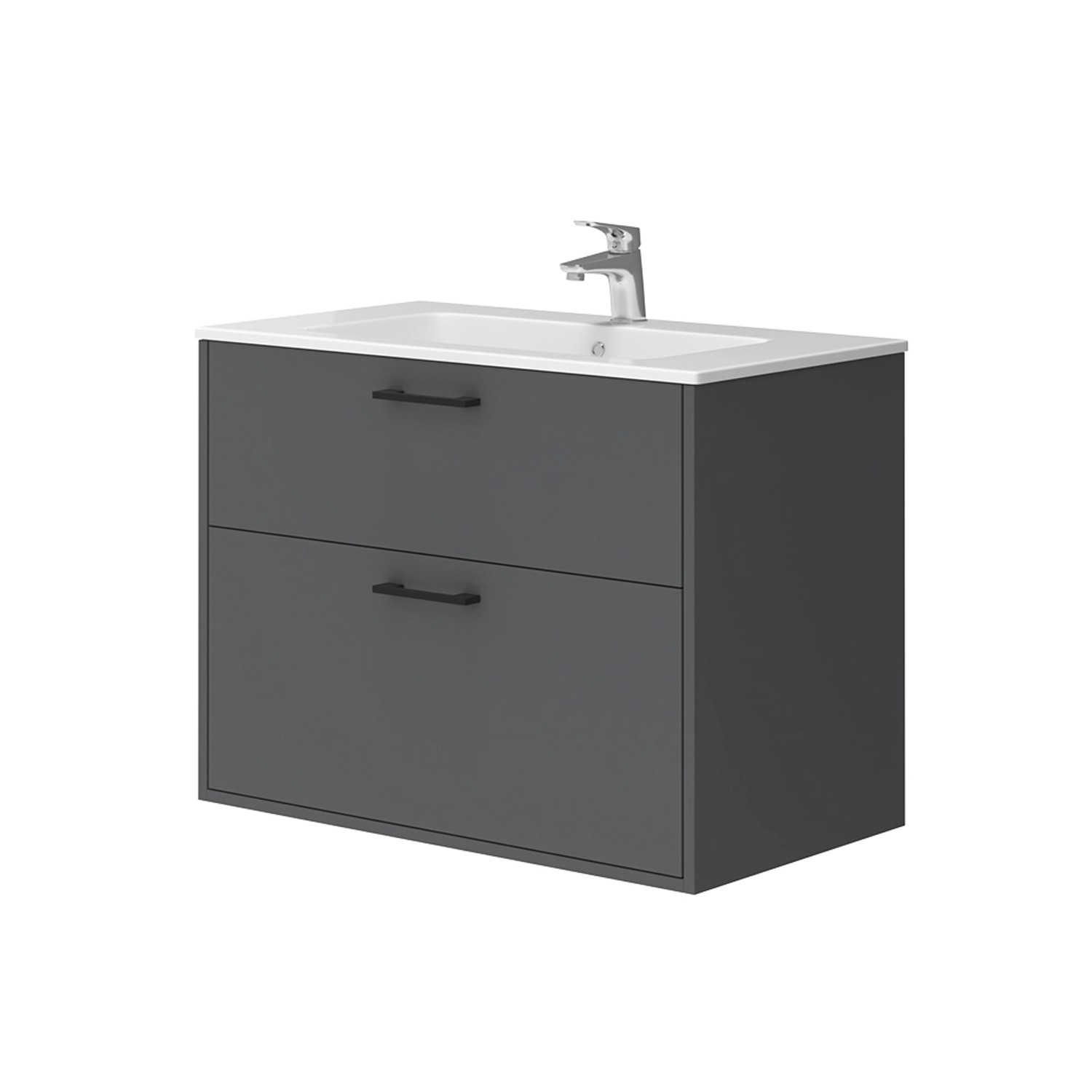 Vicco Badmöbel-Set Lanco Anthrazit 80 x 62 cm mit Waschbecken günstig online kaufen