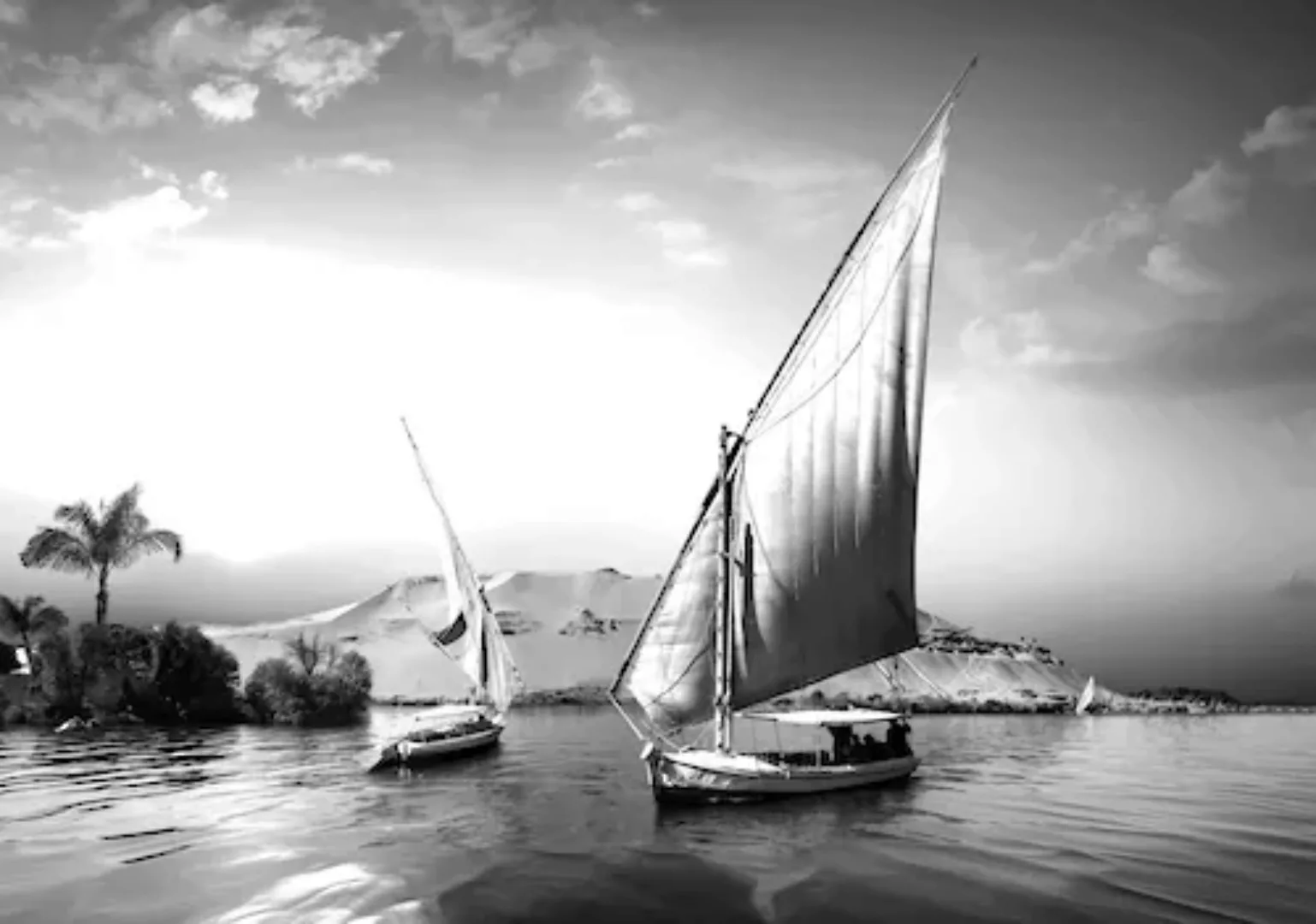 Papermoon Fototapete »Boote Schwarz & Weiß« günstig online kaufen