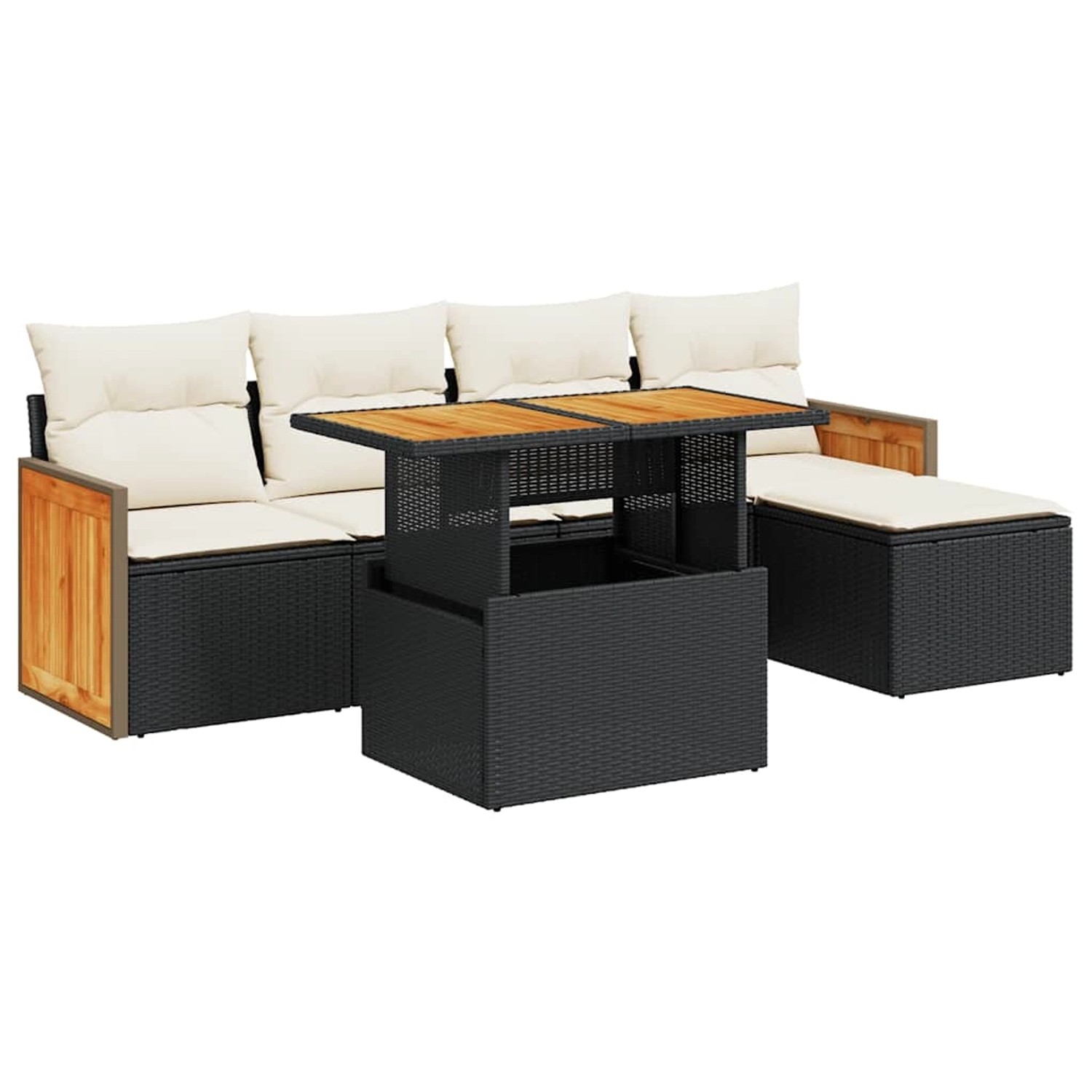 vidaXL 6-Tlg Garten-Sofagarnitur mit Kissen Schwarz Poly Rattan 3327696 günstig online kaufen
