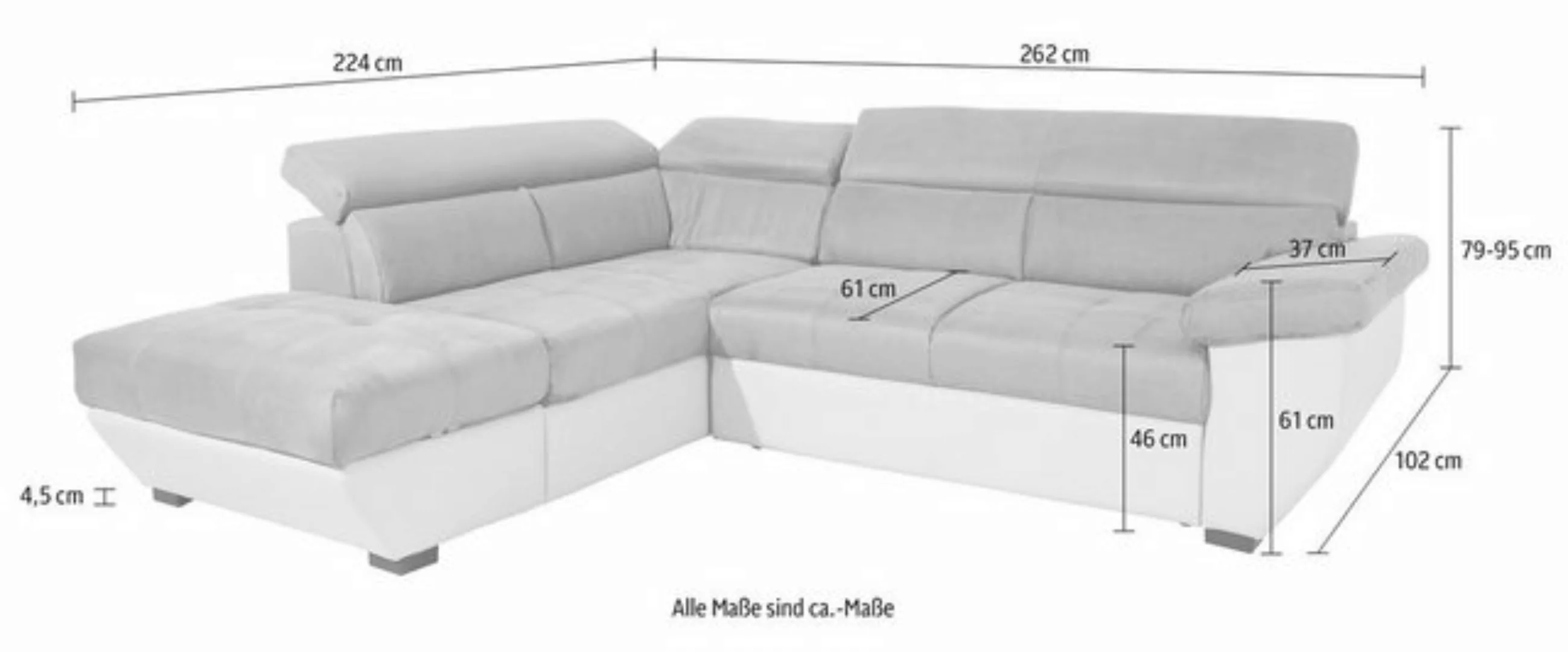 COTTA Ecksofa "Speedway L-Form", mit Kopfteilverstellung, wahlweise mit Bet günstig online kaufen