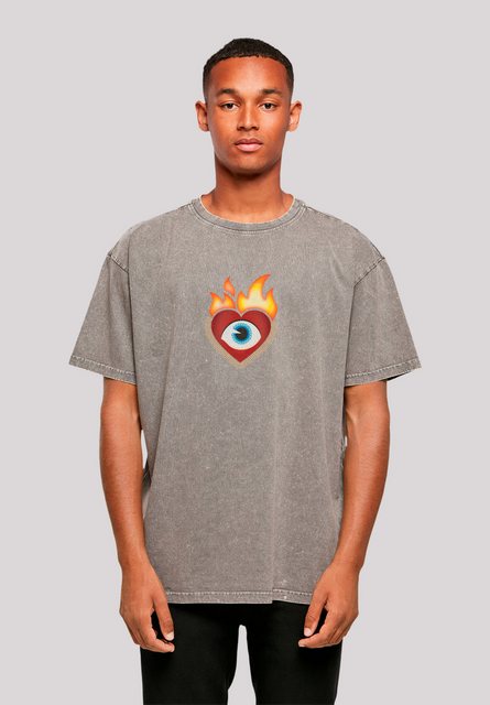 emoji couture T-Shirt Heart on flames eye and golden beads Premium Qualität günstig online kaufen