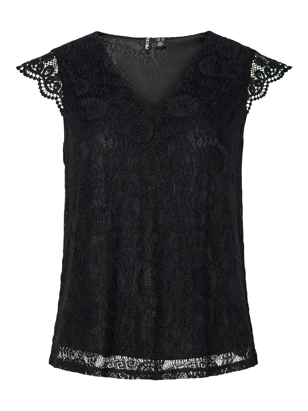 pieces Spitzentop "PCOLLINE SL LACE V-NECK TOP WVN NOOS" günstig online kaufen