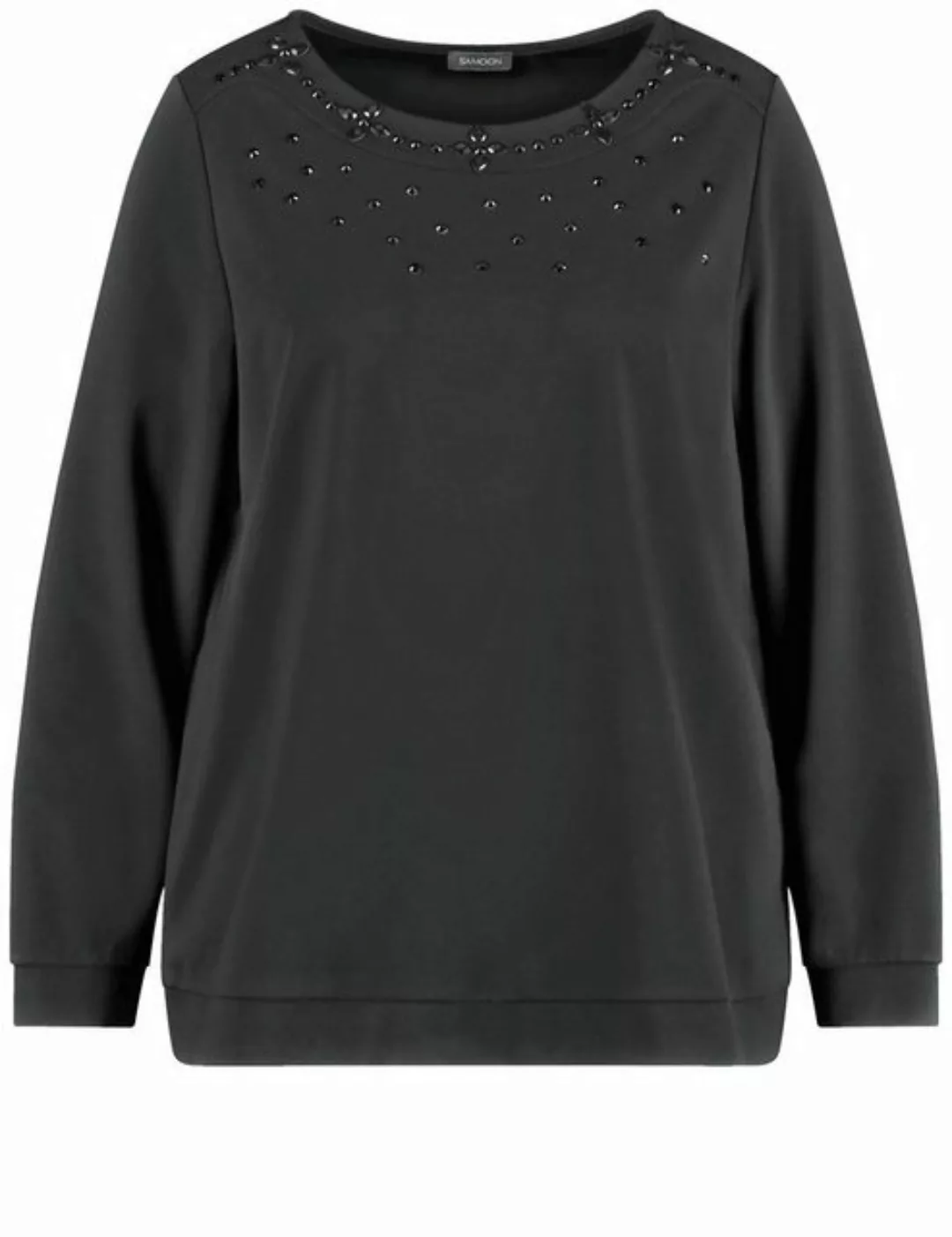 Samoon Langarmshirt Weiches Sweatshirt mit Ziersteinen günstig online kaufen