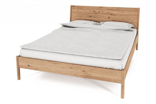 Natur24 Einzelbett Zola Bett Wildeiche massiv bianco 140x200 mit Holzkopfte günstig online kaufen