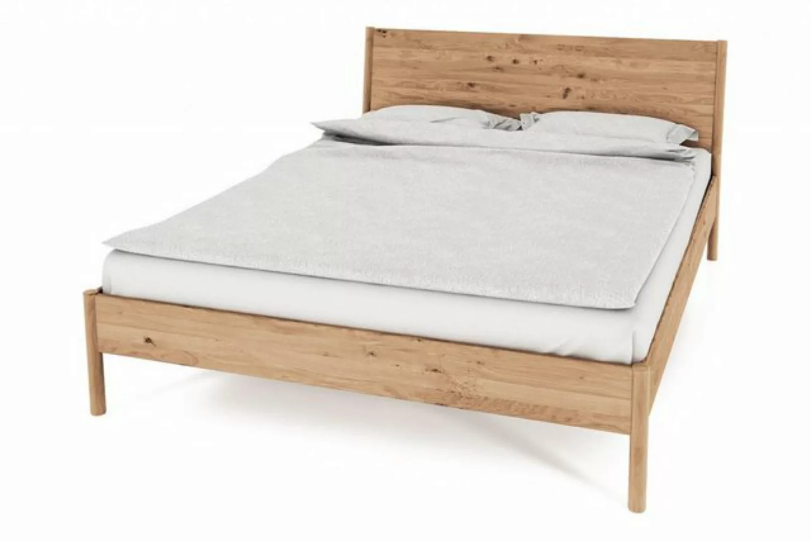 Natur24 Einzelbett Zola Bett Wildeiche massiv bianco 90x200 mit Holzkopftei günstig online kaufen