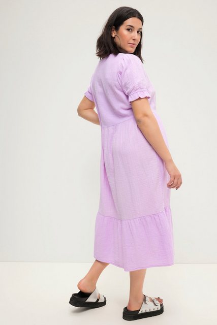 Studio Untold Sommerkleid Musselin-Midikleid A-Line V-Ausschnitt Halbarm günstig online kaufen