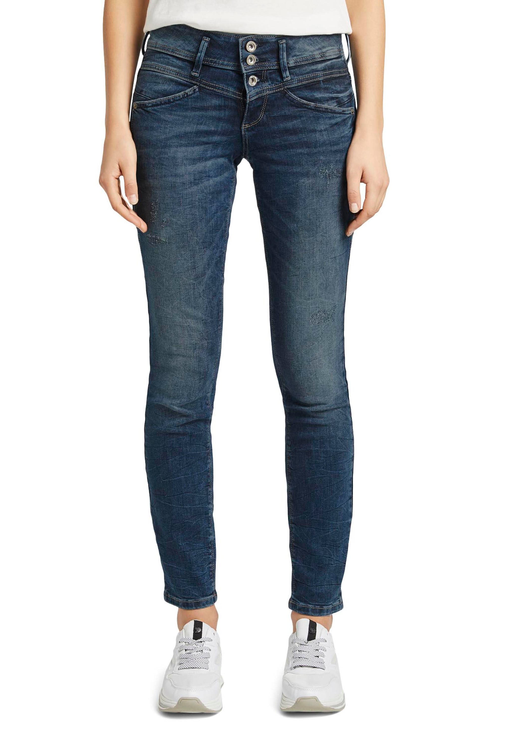 Tom Tailor Damen Jeans ALEXA - Sllim Fit - Blau - Random Bleached Blue Deni günstig online kaufen