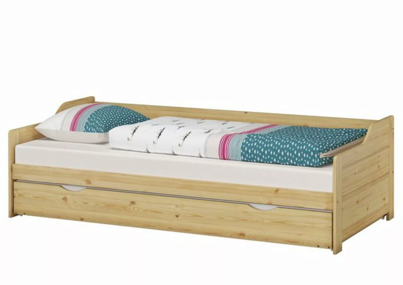 Erst-Holz® Ausziehbett Massivholz Kiefer 100x200 mit Rost und Matratze natu günstig online kaufen