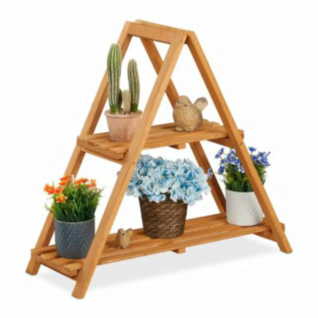 relaxdays Blumentreppe Holz Pyramide hellbraun günstig online kaufen