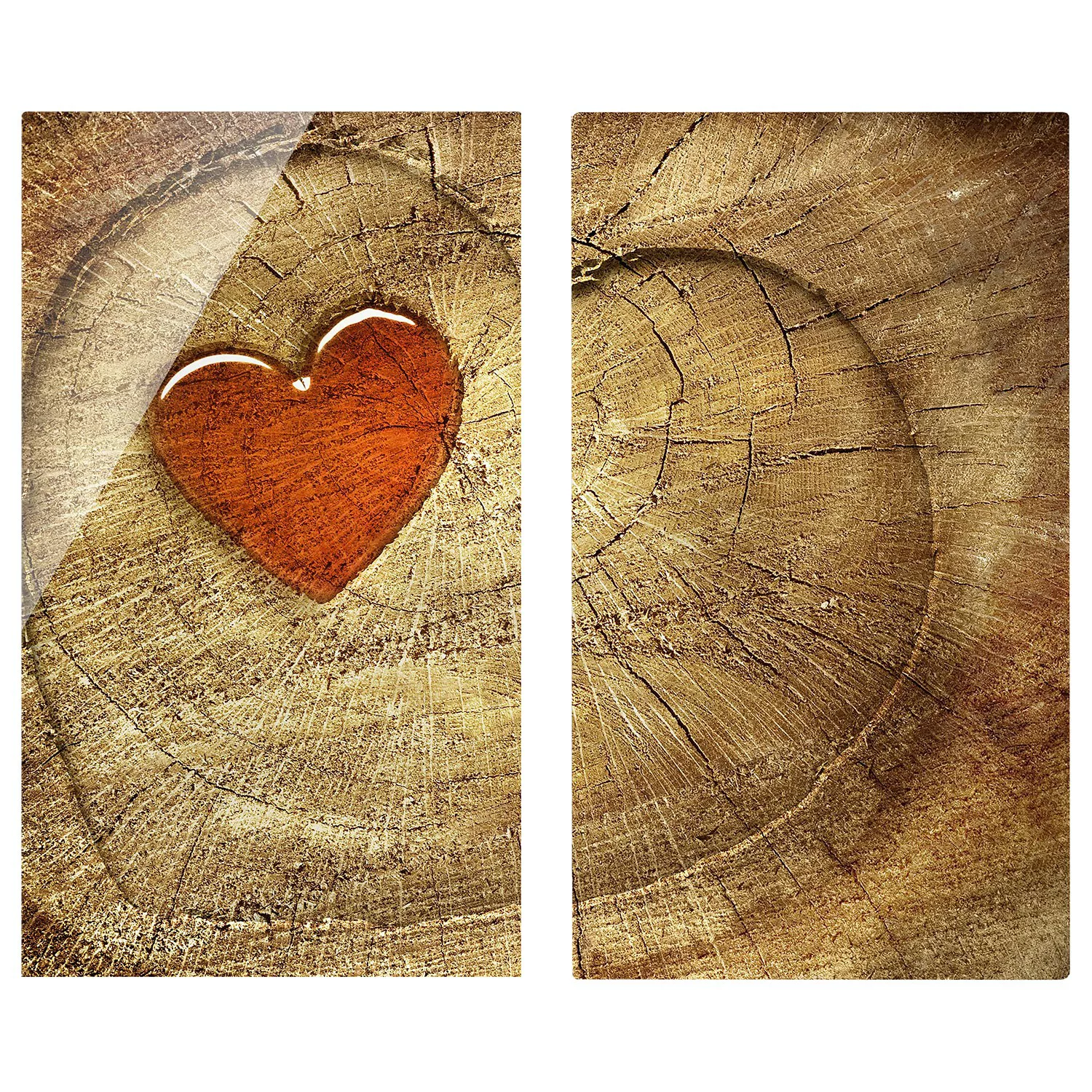 2-teilige Herdabdeckplatte Glas Holzoptik Natural Love günstig online kaufen