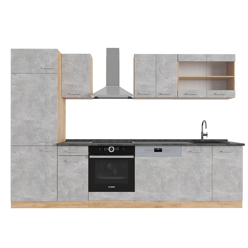 Vicco Küchenzeile R-Line, Beton/Goldkraft Eiche, 300 günstig online kaufen