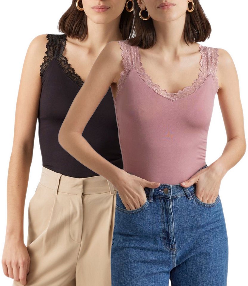 Vero Moda Spitzentop (Set, 2er-Pack) Basic Tank Top Unifarben im Doppelpack günstig online kaufen