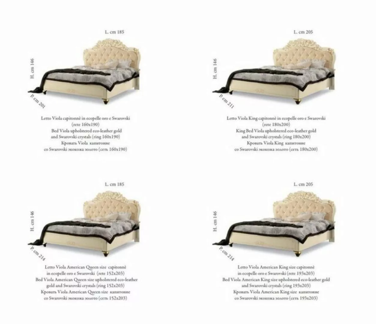 JVmoebel Bett Bett Beige Holzbett Design Betten Italienische Art déco Itali günstig online kaufen