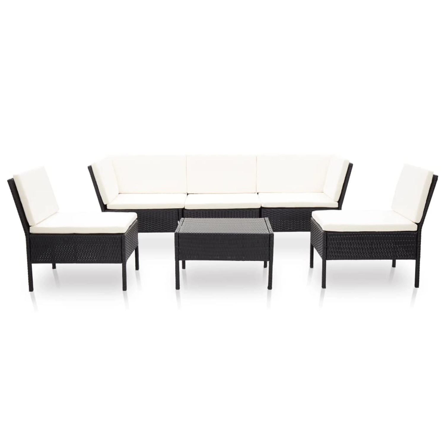 6-tlg. Garten-lounge-set Mit Auflagen Poly Rattan Schwarz günstig online kaufen