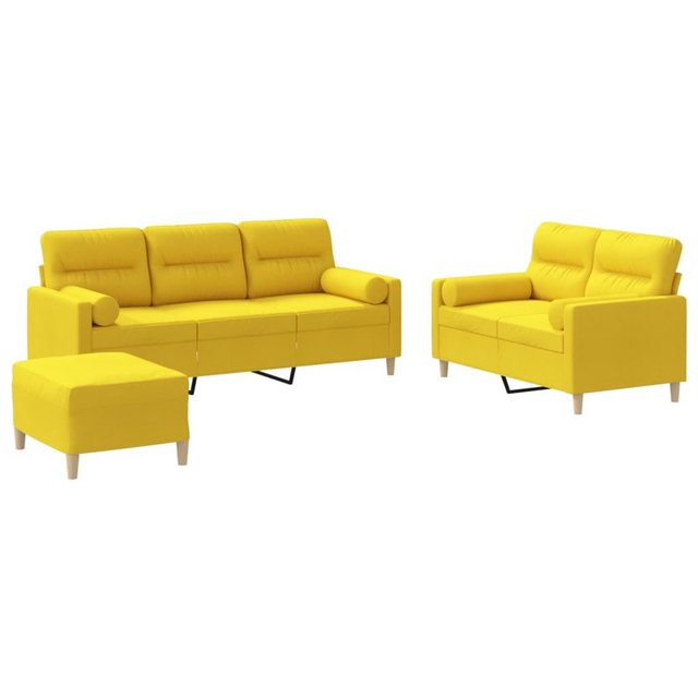 vidaXL Sofa Sofagarnitur Set mit Kissen Stoff, 3-tlg., Gelb günstig online kaufen