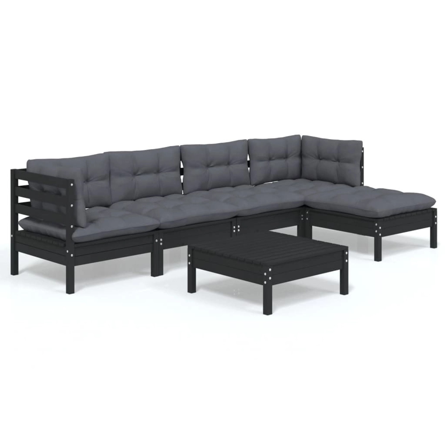 6-tlg. Garten-lounge-set Mit Kissen Schwarz Kiefernholz günstig online kaufen