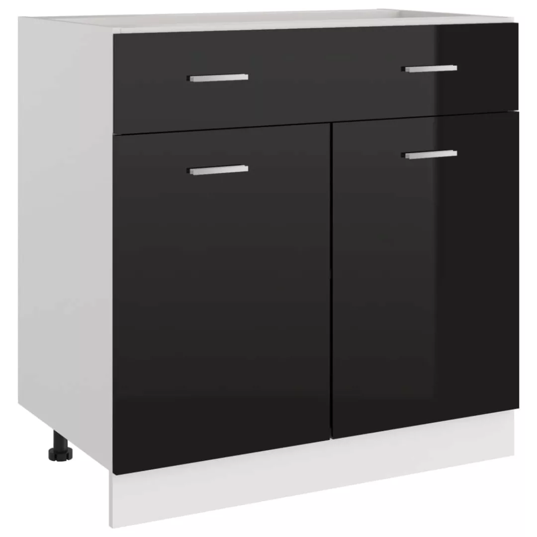 Schubunterschrank Hochglanz-schwarz 80x46x81,5 Cm Spanplatte günstig online kaufen