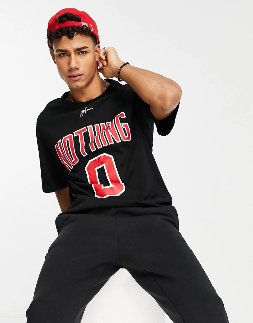 Good For Nothing – Oversize-T-Shirt in Rot mit „Nothing“-Print-Schwarz günstig online kaufen