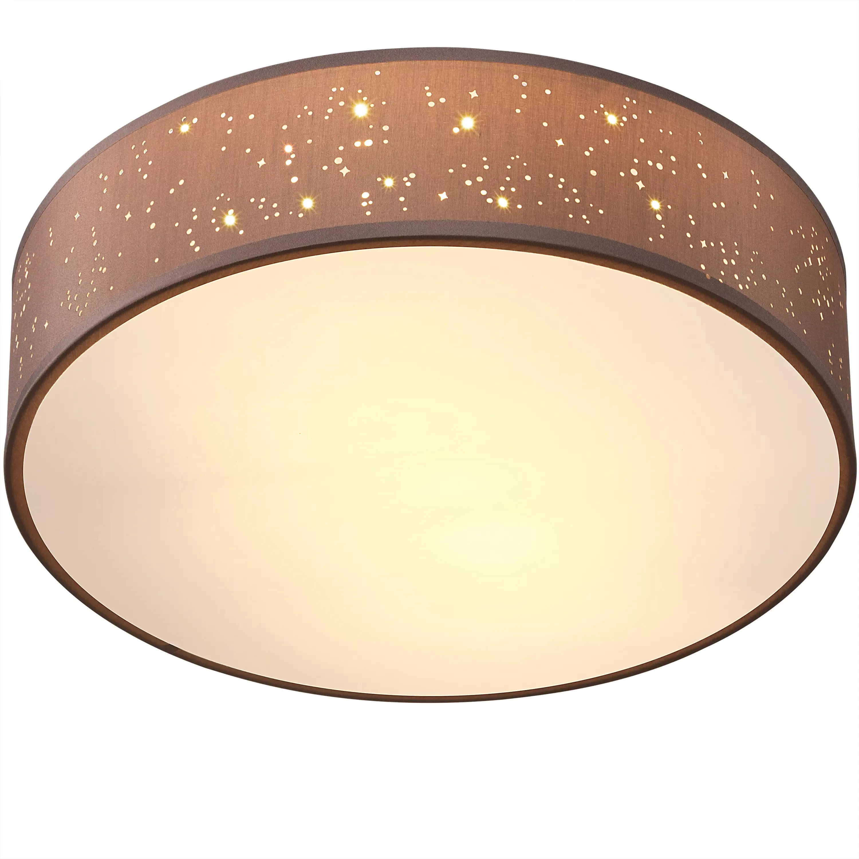 Deckenlampe Taupe Stoff Ø38cm Sternenhimmel günstig online kaufen