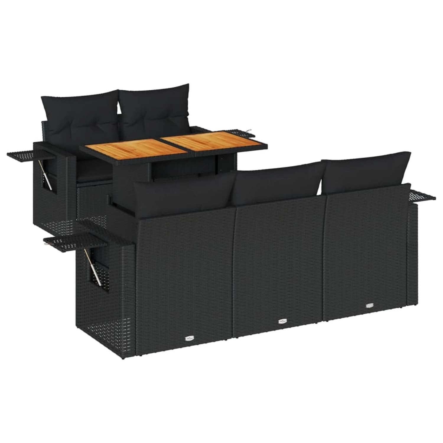 vidaXL 6-Tlg Garten-Sofagarnitur mit Kissen Schwarz Poly Rattan 3327100 günstig online kaufen