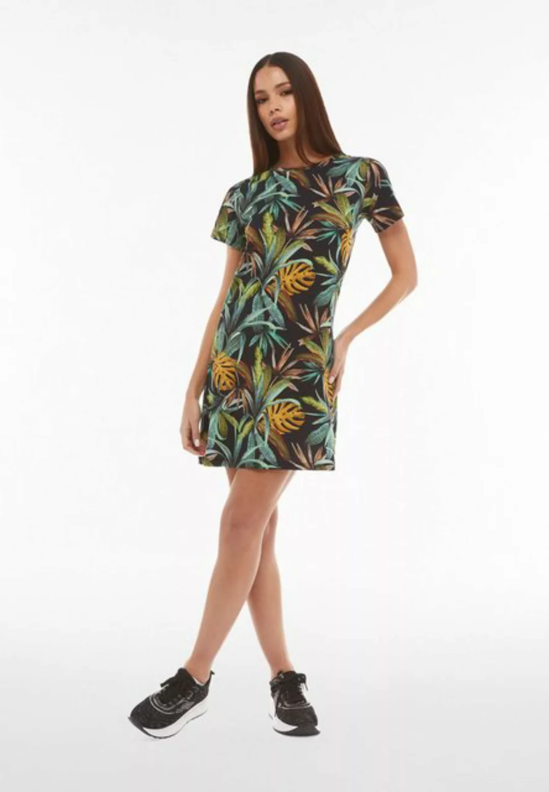 Freddy Jerseykleid Skater-Kleid aus Modal-Jersey mit Allover-Tropicalaufdru günstig online kaufen