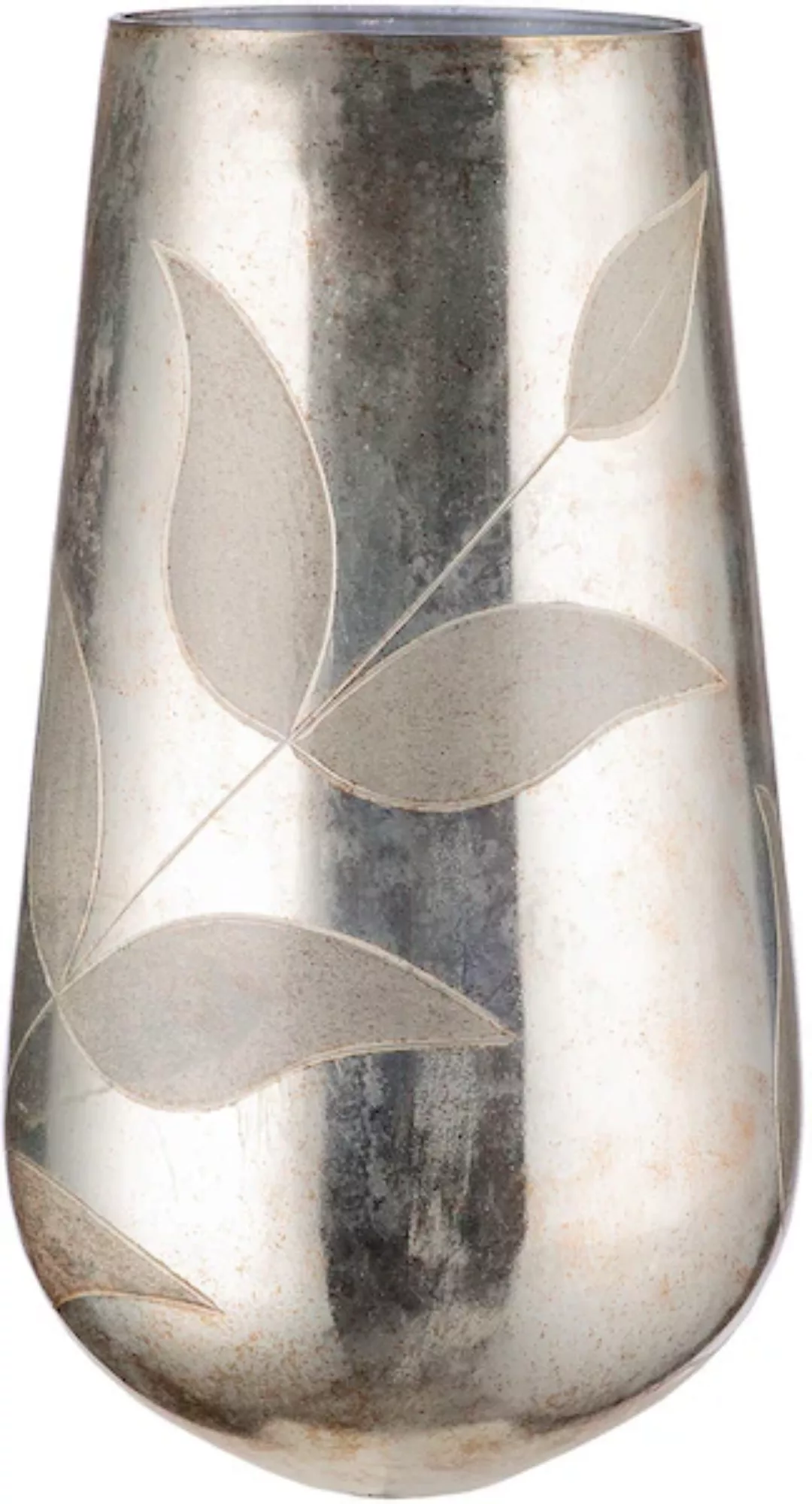 GILDE Tischvase »Bosque, Dekovase«, (1 St.), Vase aus Glas, mit Blattmotiv, günstig online kaufen