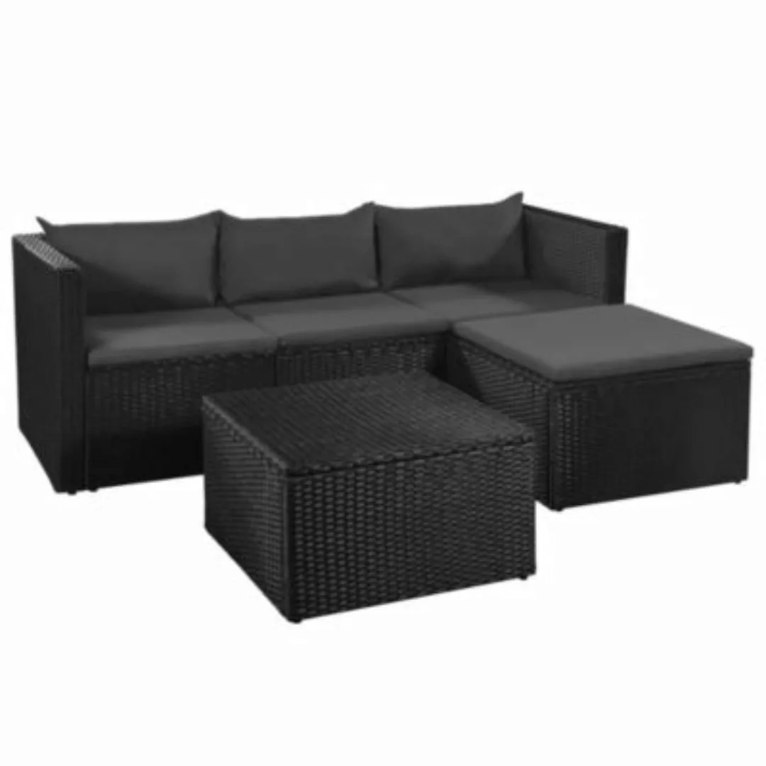 Vidaxl 3-tlg. Garten-lounge-set Poly Rattan Schwarz Und Grau günstig online kaufen