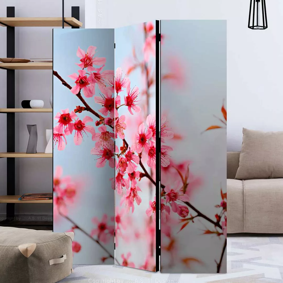 Paravent blickdicht im asiatischen Stil Kirschblüte Motiv günstig online kaufen