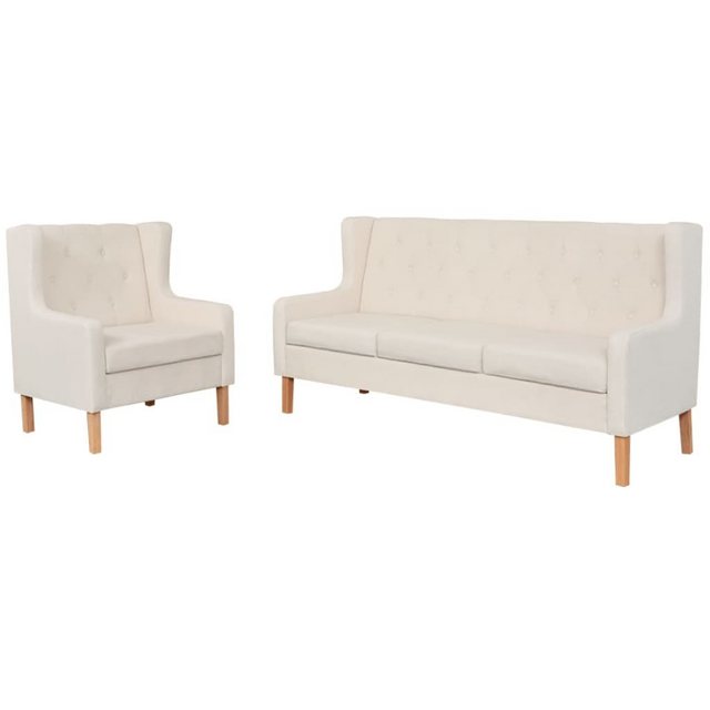 Sofa-set 2-tlg. Stoff Cremeweiß günstig online kaufen