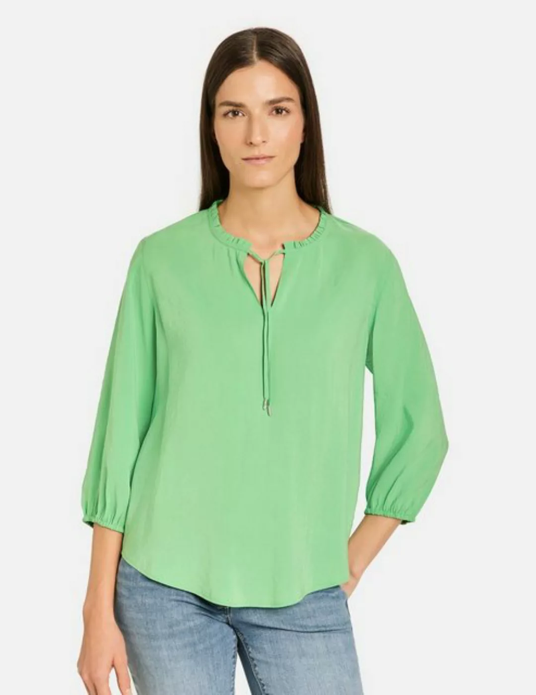 GERRY WEBER Klassische Bluse 3/4 Arm Bluse mit feinem Rüschenausschnitt günstig online kaufen