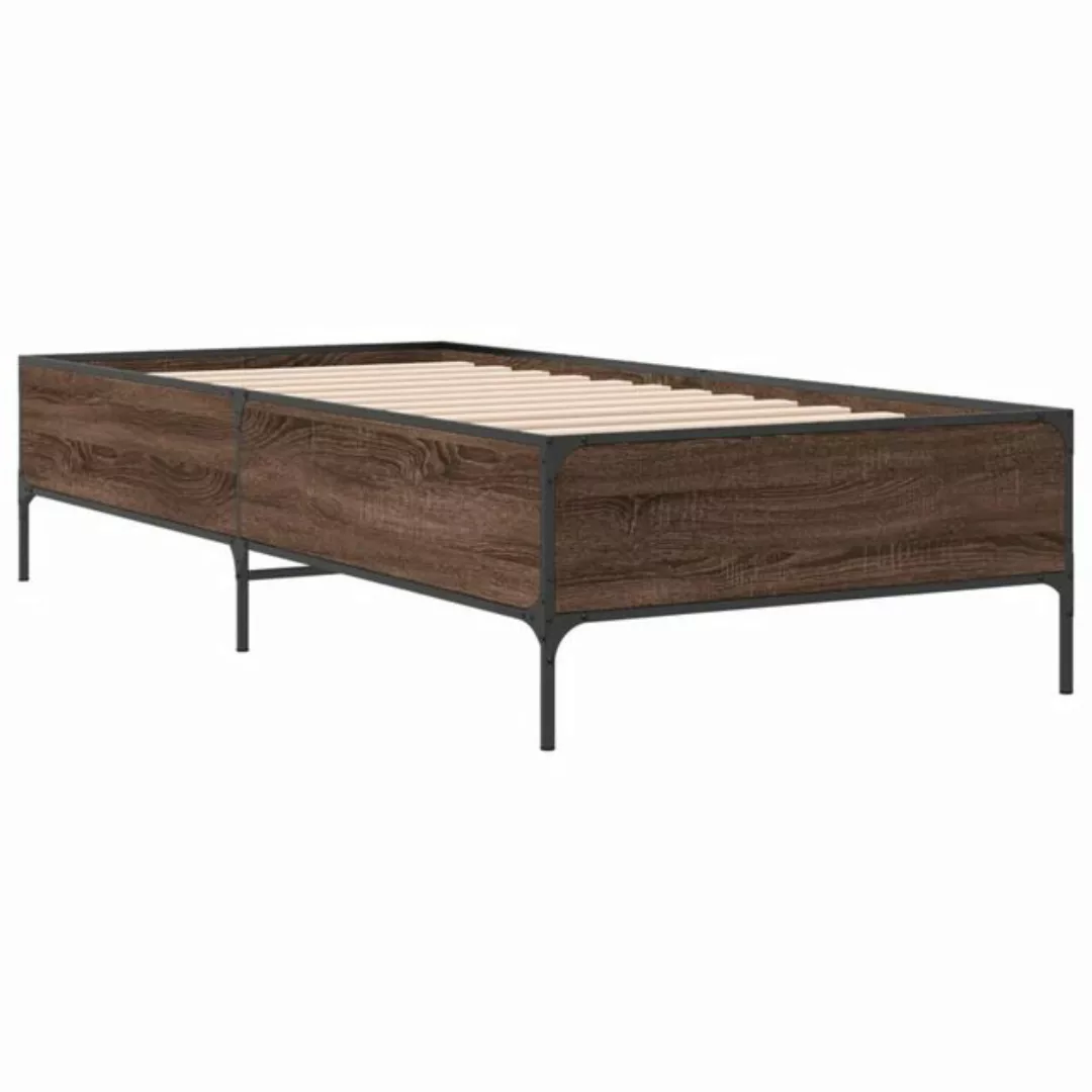 vidaXL Bett Bettgestell Braun Eichen-Optik 75x190 cm Holzwerkstoff Metall günstig online kaufen