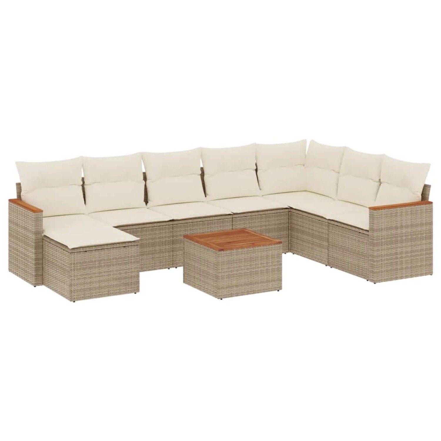 vidaXL 9-Tlg Garten-Sofagarnitur mit Kissen Beige Poly Rattan 3226254 günstig online kaufen