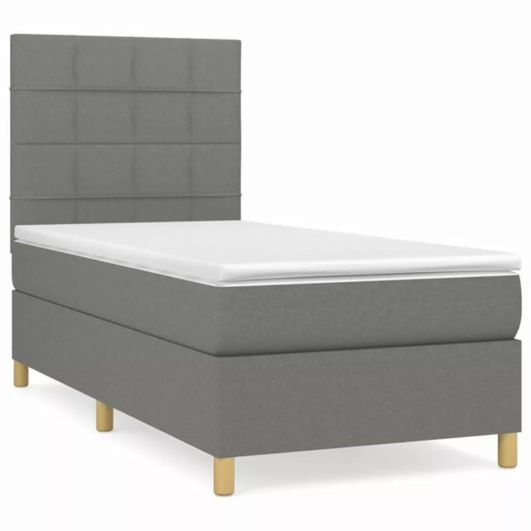 vidaXL Bettgestell Boxspringbett mit Matratze Dunkelgrau 100x200 cm Stoff B günstig online kaufen