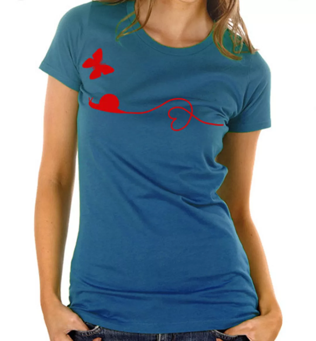 Schnecke Schmetterling T-shirt In Blau / Figurbetont günstig online kaufen