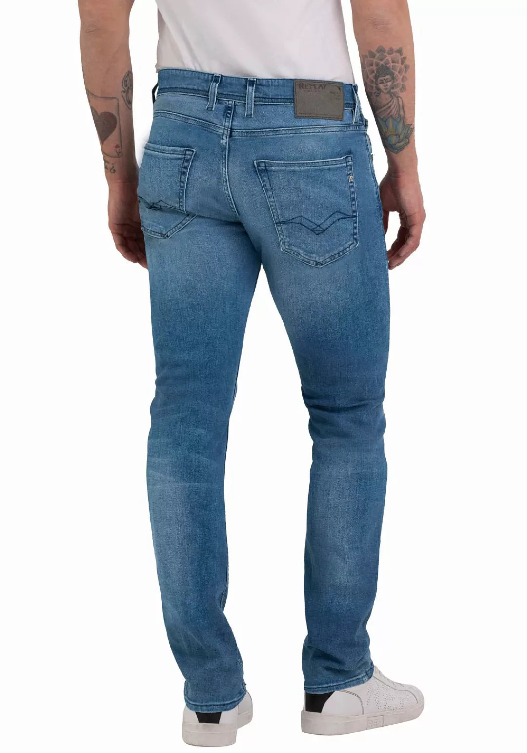 Replay Herren Jeans GROVER Straight Fit - Slim Leg - Blau - Medium Blue Den günstig online kaufen