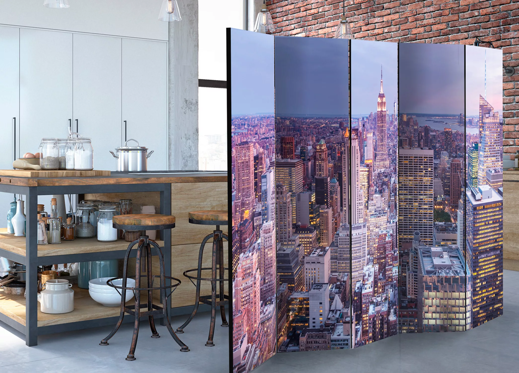 5-teiliges Paravent - Evening City Ii [room Dividers] günstig online kaufen