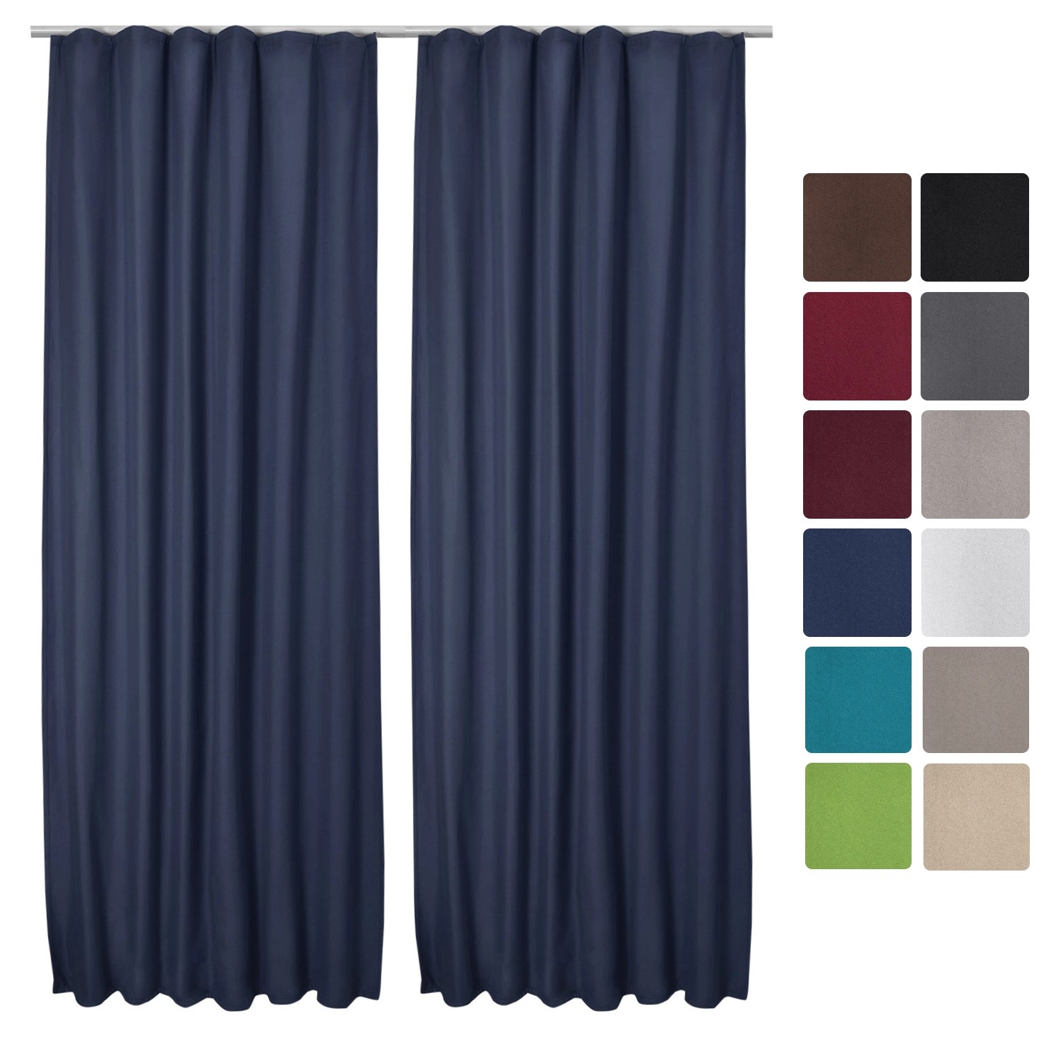 Beautissu Amelie TK Vorhang mit Kräuselband 140x245cm Blau 2tlg günstig online kaufen