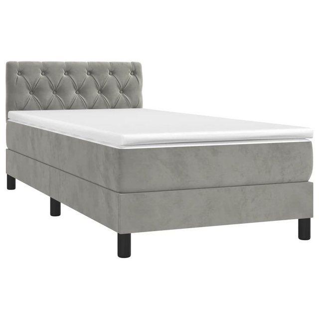 furnicato Bettgestell Boxspringbett mit Matratze Hellgrau 80x200 cm Samt (1 günstig online kaufen