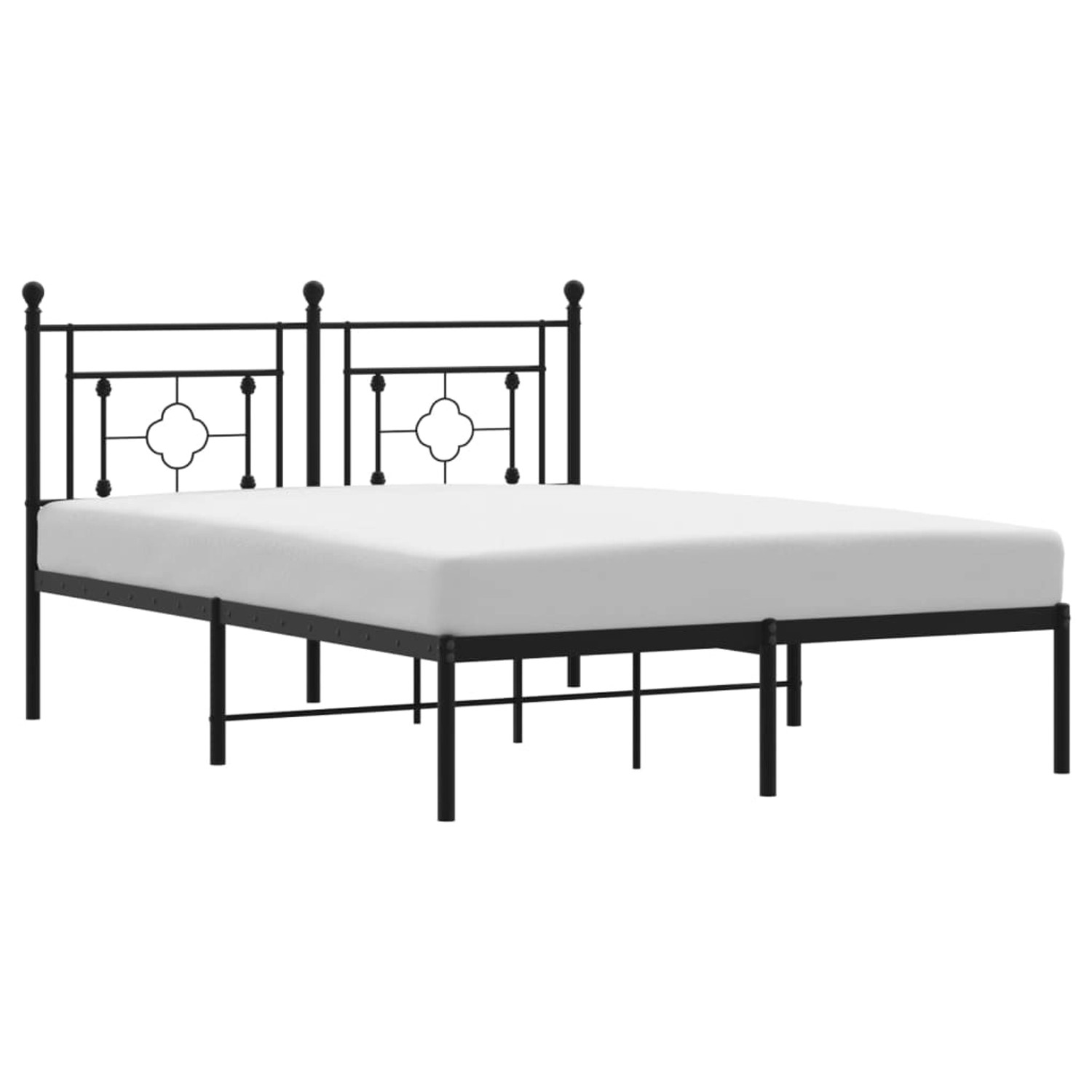 vidaXL Bettgestell Bettgestell mit Kopfteil Metall Schwarz 135x190 cm Bett günstig online kaufen