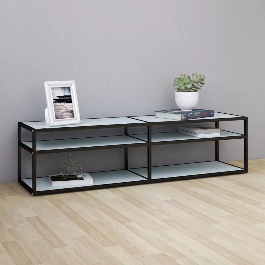 Tv-schrank Weiß Marmor-optik 160x40x40,5 Cm Hartglas günstig online kaufen