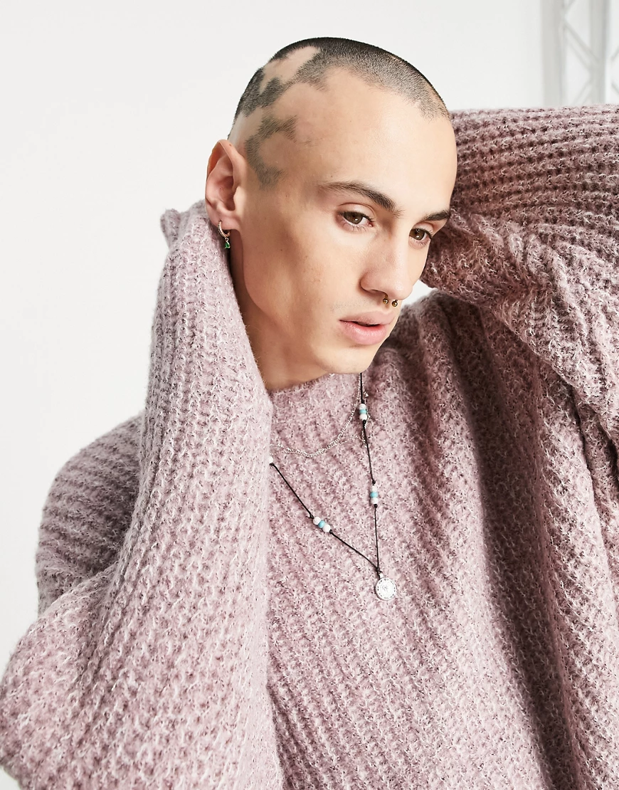 ASOS DESIGN – Oversize-Pullover aus Grobstrick in Rosa günstig online kaufen