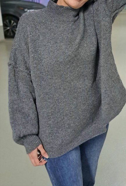 HELLO MISS Strickpullover Damen Lässiger Oversize Pullover mit kleinem Steh günstig online kaufen