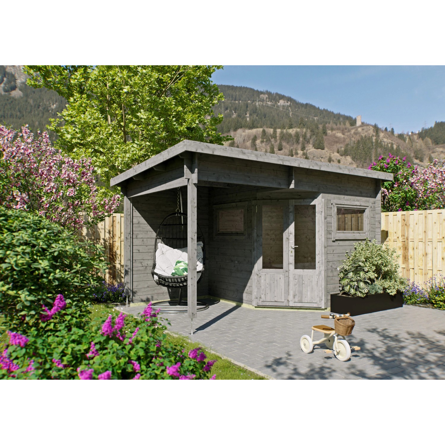 Fjordholz 5-Eck Gartenhaus Modell Leva 2B Grau Imprägniert günstig online kaufen
