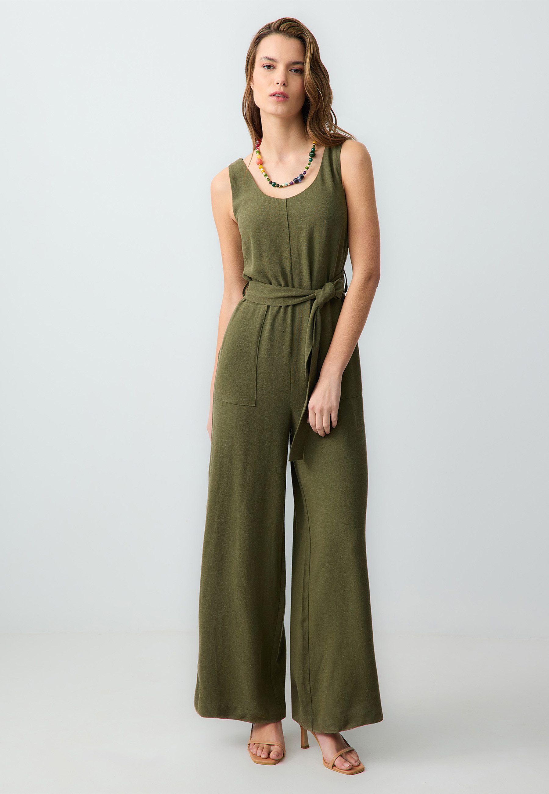 Jimmy Key Jumpsuit Gewebter Khaki-Overall günstig online kaufen
