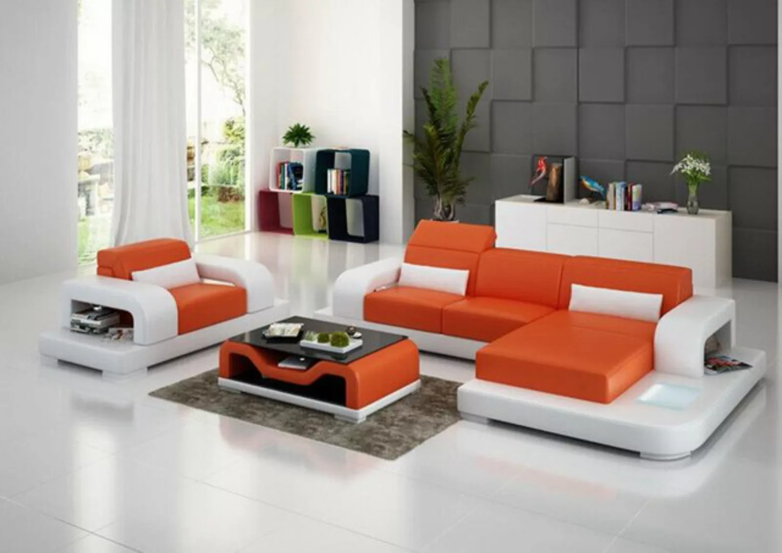 JVmoebel Ecksofa, Ledersofa Wohnlandschaft Ecksofa L-förmig 1 Sitzer Sofa m günstig online kaufen