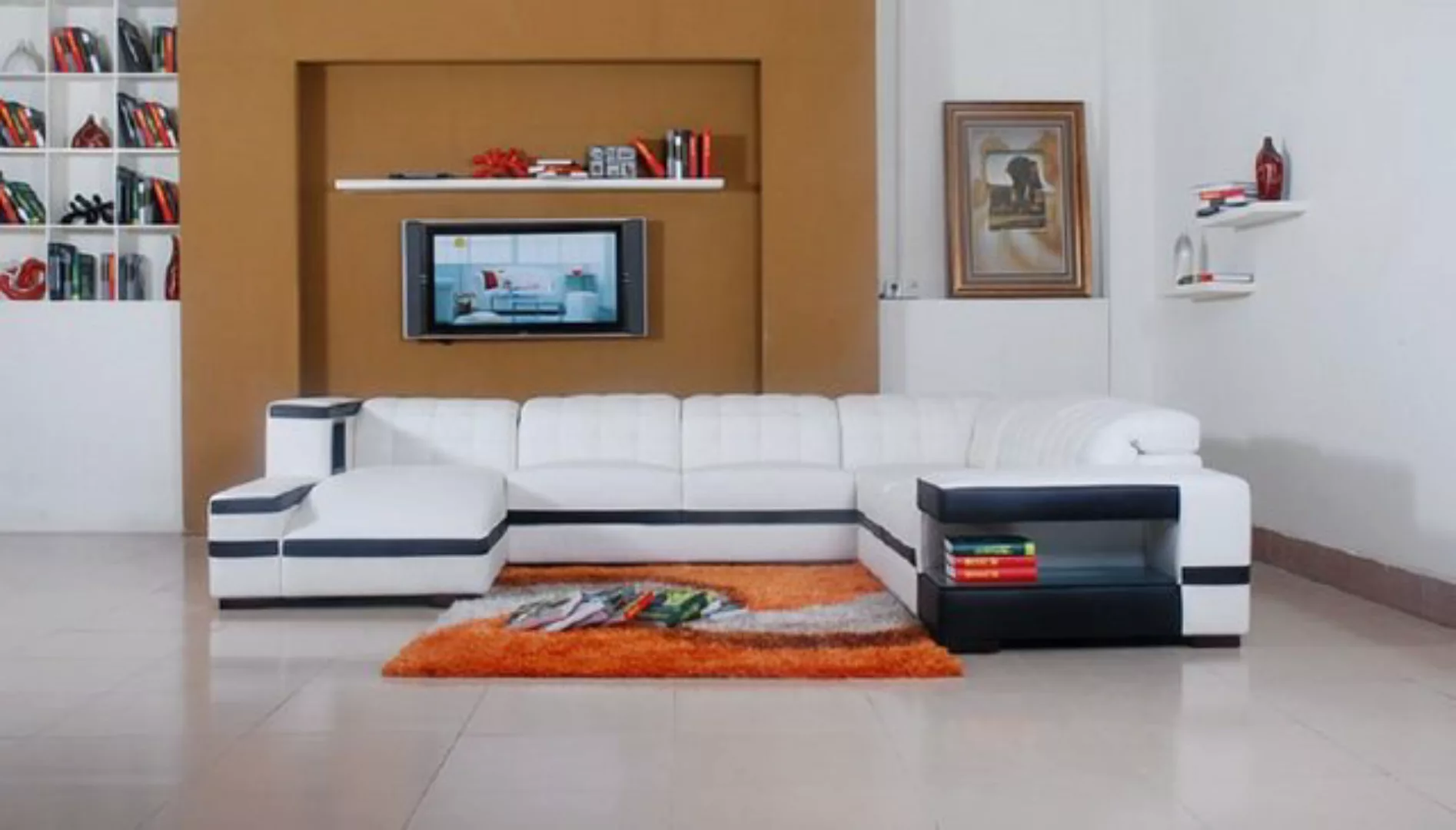 JVmoebel Ecksofa Designer Sofa Couch Ecksofa mit Hocker Polster Garnitur, M günstig online kaufen