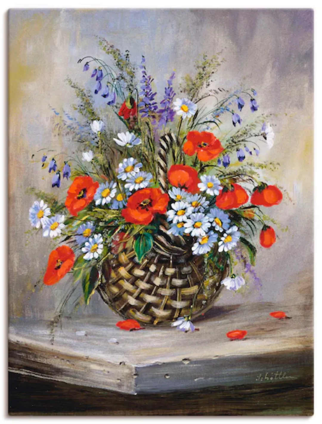 Artland Leinwandbild "Blumiger Korb", Blumen, (1 St.), auf Keilrahmen gespa günstig online kaufen