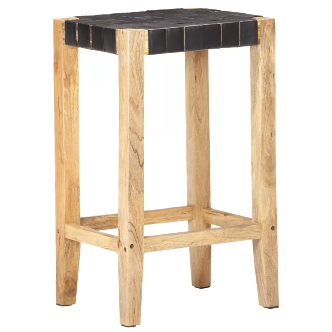 Barhocker 2 Stk. Schwarz Echtleder 75 Cm günstig online kaufen