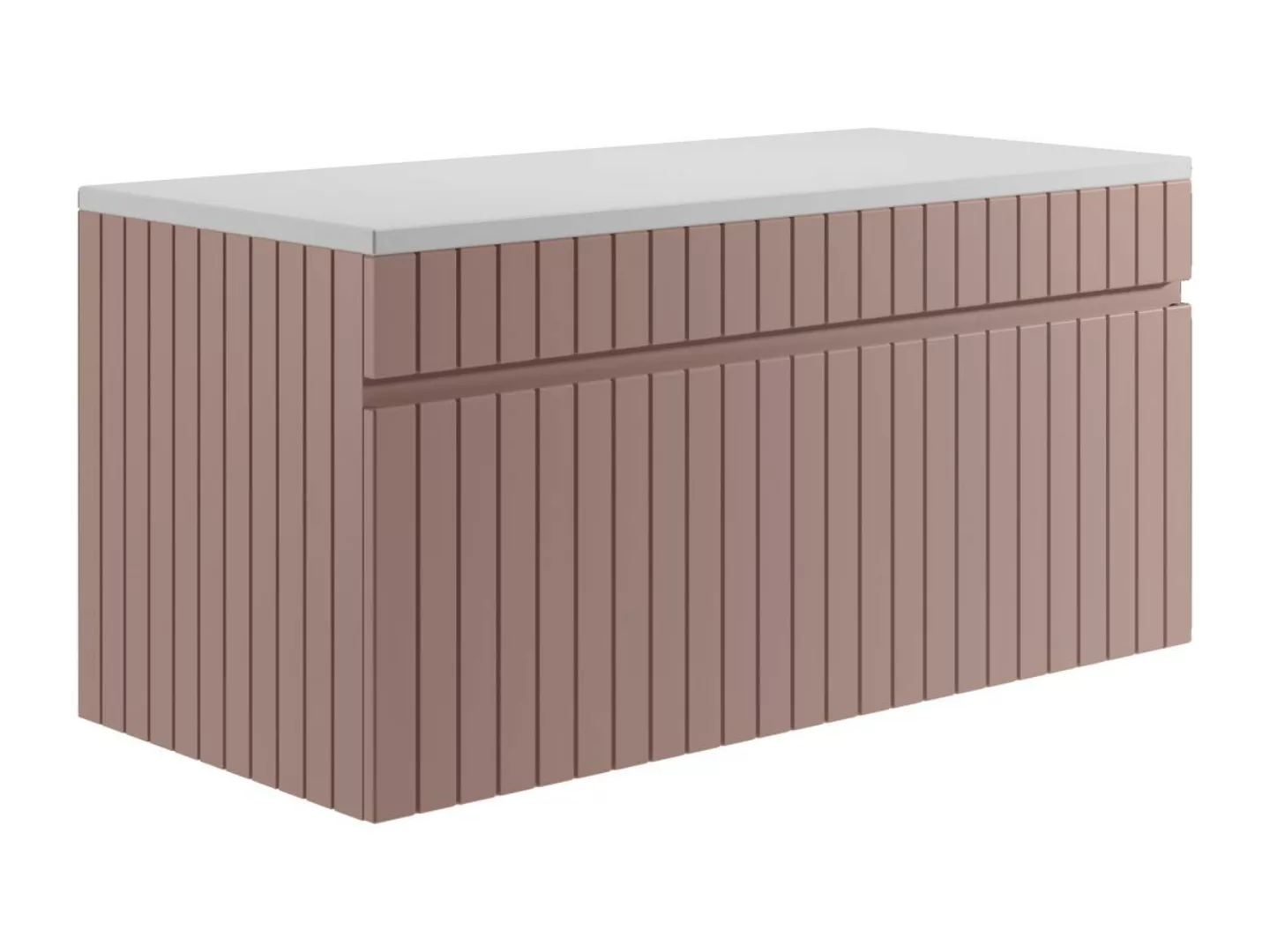Waschbeckenunterschrank hängend mit Aufsatzplatte - Streifen-Optik - Rosa - günstig online kaufen