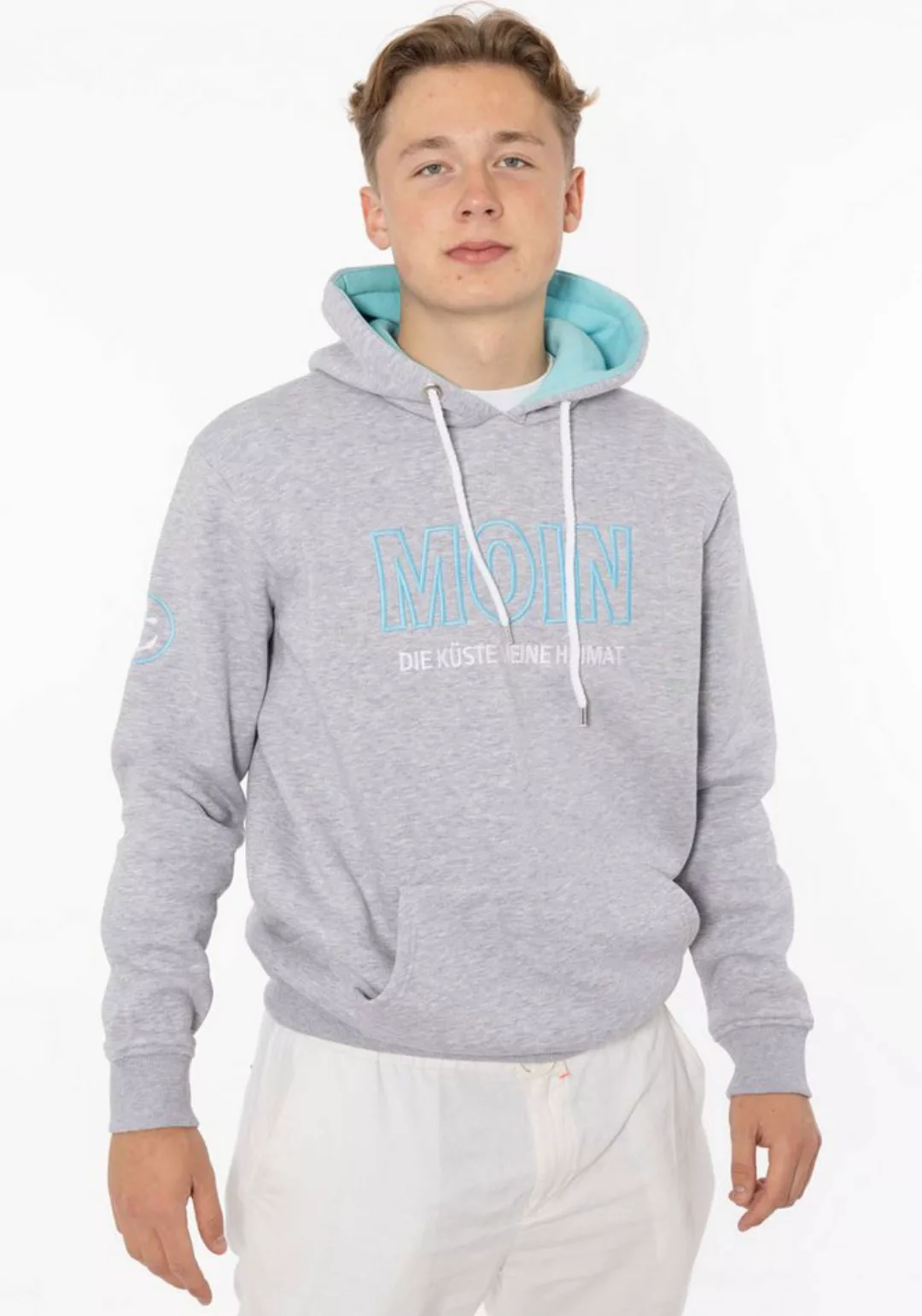 Zwillingsherz Hoodie "Moin" auffälliger Schriftzug und Anker am Arm günstig online kaufen